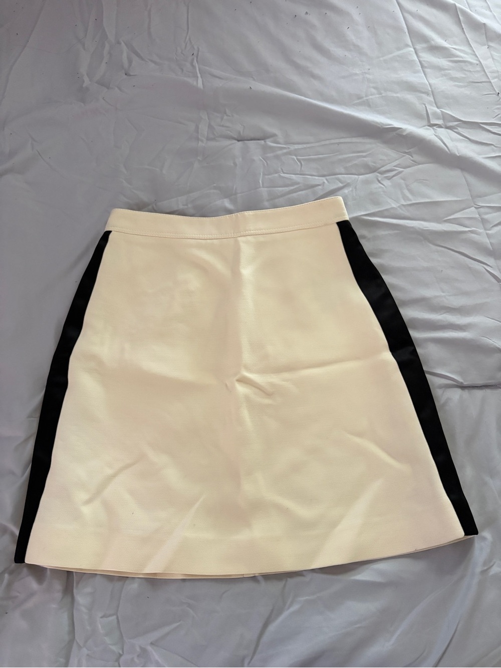 Burberry Cream A-Line Skirt with Black Side Stripes